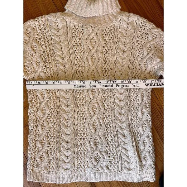 Vintage Yorkshire Knitting Co Ivory Turtle Neck Column‎ Sweater Adult Size M - Image 5