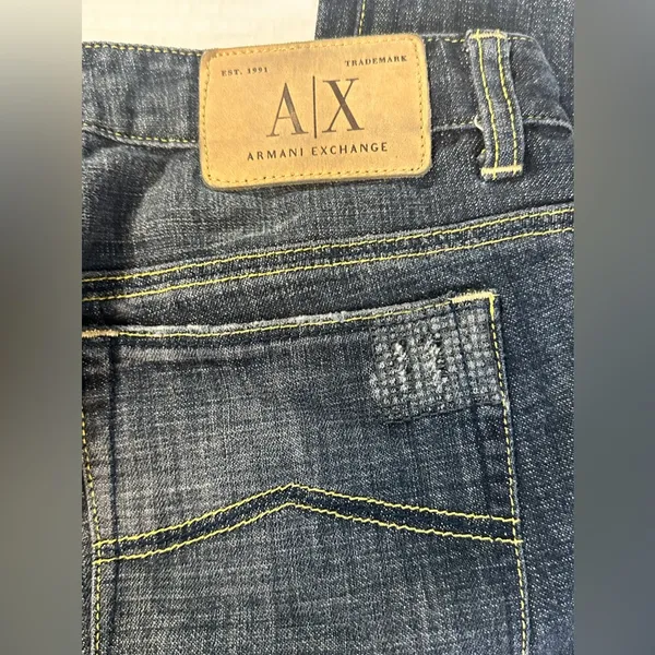 Armani Exchange Jeans Blue Straight Grunge Classic Denim‎ Logo Distressed 10 Reg - Image 12