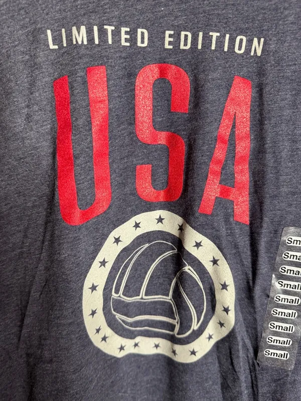 NWT Bella Canvas USA Volleyball Long Sleeve Tee Heather Navy Small Lucky Dog - Image 7