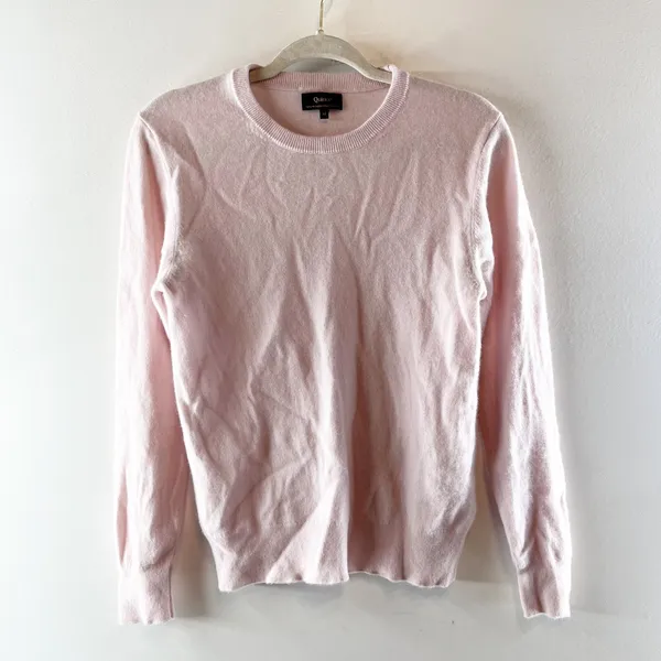 Quince Mongolian Cashmere Crewneck Long Sleeve Sweater Minimal Pink Medium - Image 2