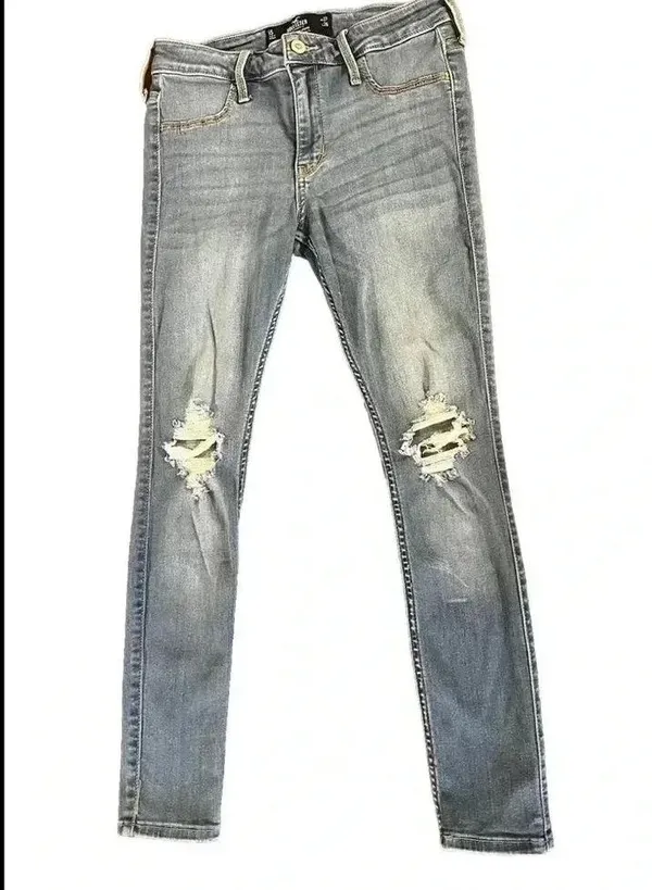 HOLLISTER ― 5 SHORT ― MID-RISE JEAN LEGGING Distressed Light Wash Jeans - Image 2