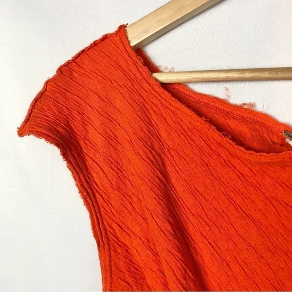 Free‎ People Bright Orange Twist Front Cropped Short Sleeve L - Image 3