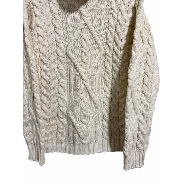 Inis Crafts Fisherman Cable Knit Turtleneck Sweater‎ Ivory Women's Size Small - Image 5