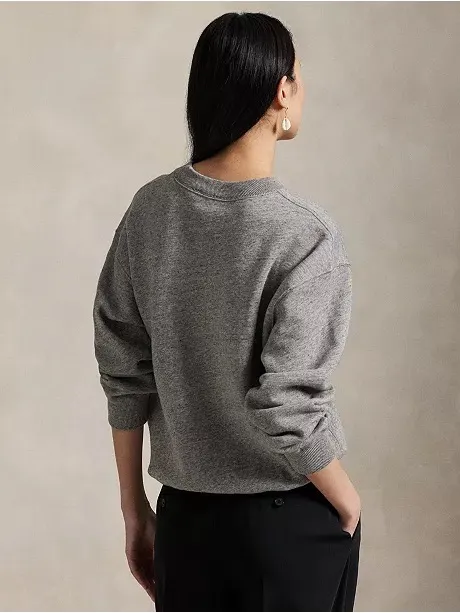 Ralph Lauren Women's Polo Bear Fleece Crewneck Sweatshirt in Gray - Image 3
