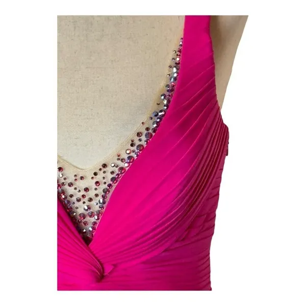 La Femme Dress Women 00 Pink Deep‎ V Jersey Knit Illusion Neckline Formal Gown - Image 9