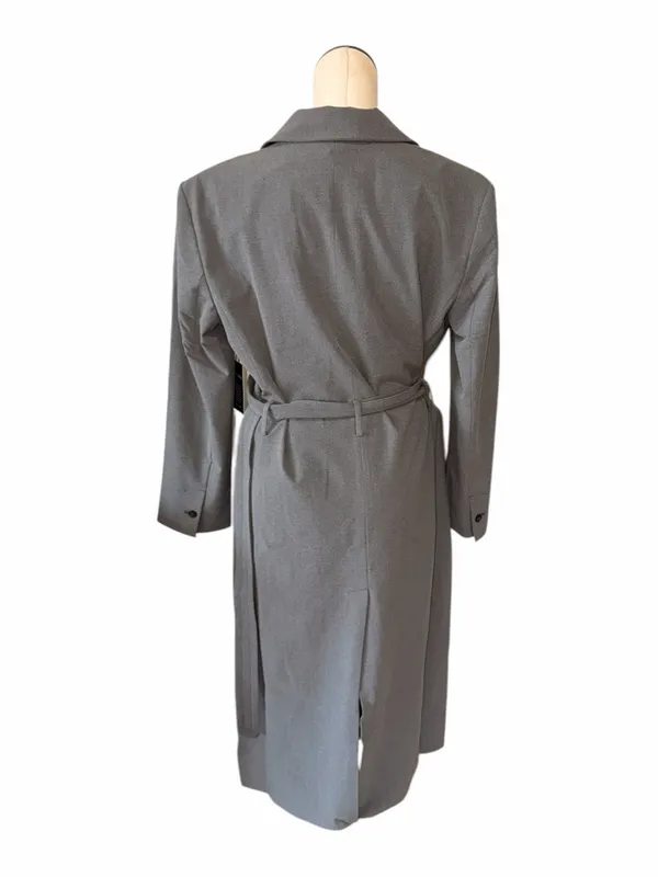 LOFT Versa Gray Belted Long Coat Dress Size M NWT – Tailored Minimalist Style - Image 3