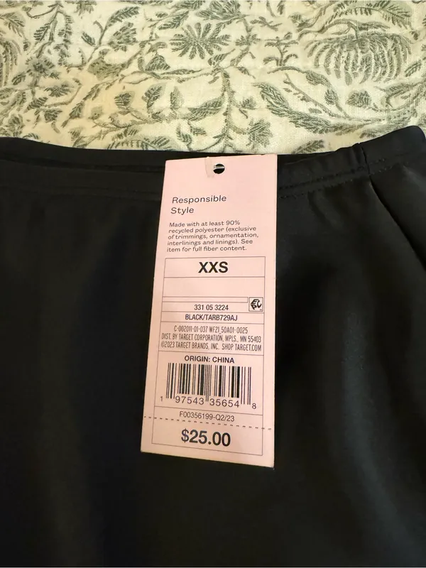wild fable Black Satin Midi Skirt with Lace Side Trim - Image 2