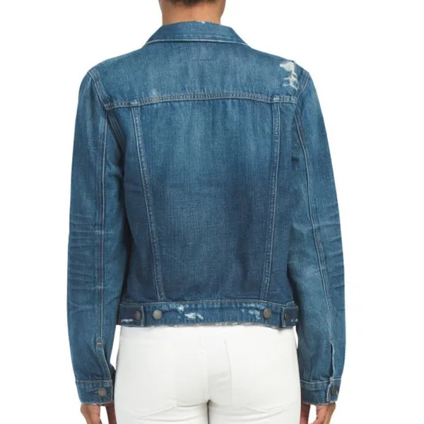 HUDSON Women’s Classic Trucker Denim Jean Jacket Distressed Blue Size S NWOT - Image 2