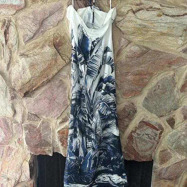 Commense Print Tie Halter Strapless Dress size small - Image 5
