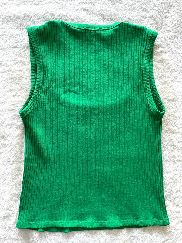 Zara Green Ribbed Scoop Neck Tank Size Small - Image 2