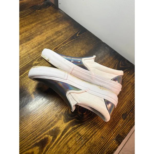 Vans Silver Iradescent Slip‎ On Sneakers Size M5/W6.5 - Image 5