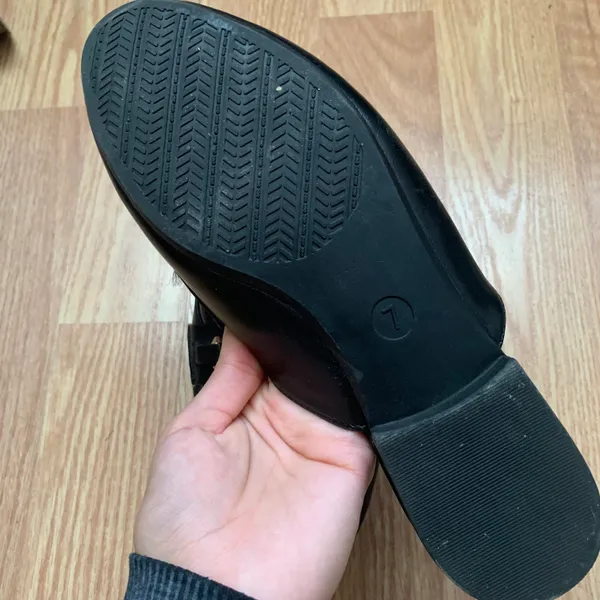 Women’s Black Slip On Mules Flats with Gold Buckle - Image 7