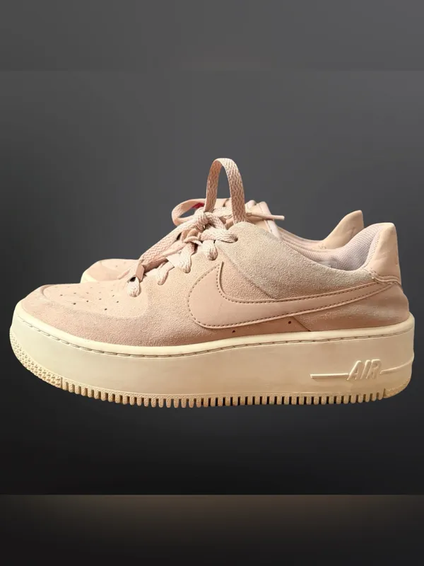 Nike Air Force 1 Sage Low Particle Beige Pink Beige Suede Platform Sneakers Sz 8 - Image 4
