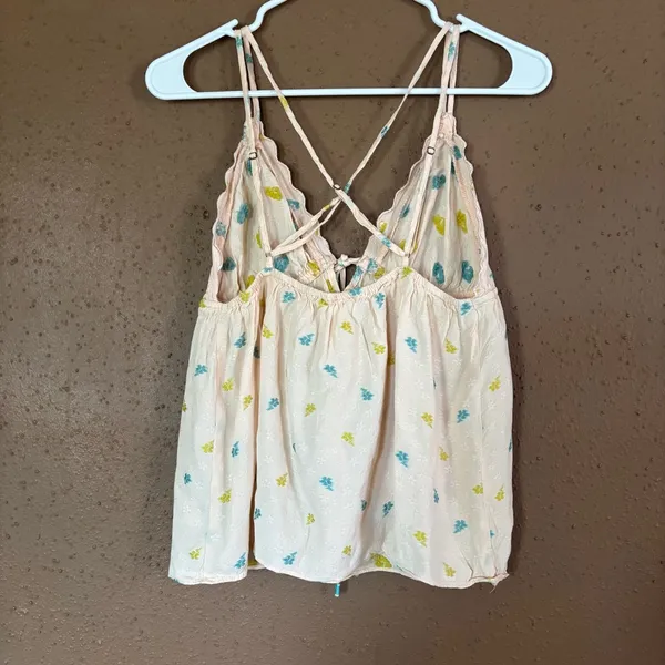 Anthropologie Peach Floral Chemise - Image 4