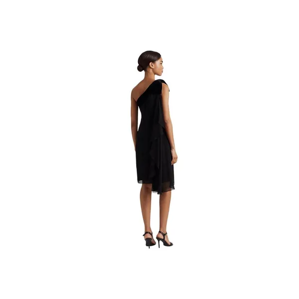 Lauren Ralph Lauren Womens Georgette One-Shoulder Dress 253808477001 Black 2 - Image 7