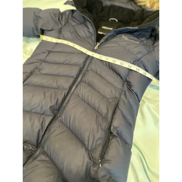 EUC Marmot Sz:XS Navy 700 Down fill Hooded Mid Length Parka Winter Coat Jacket - Image 10
