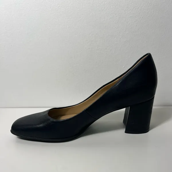 Naturalizer Warner Square Toe Solid Black Pump High Heels - Image 4
