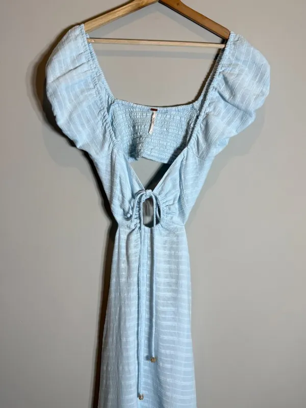 Free People Endless Summer Extra Dose Midi Dress Women's Small Blue Keyhole Boho - Image 8