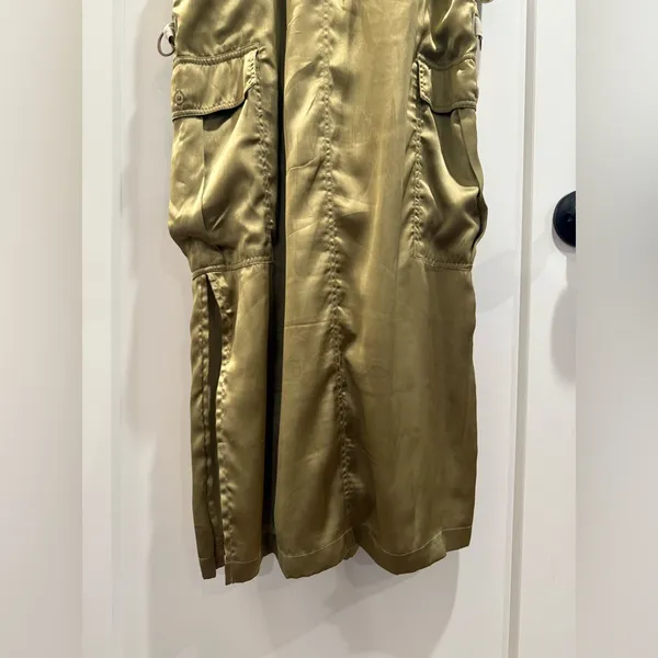 Love The Label Anthropologie Sleeveless Utility Satin Green Midi Dress Size‎ XS - Image 11