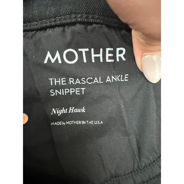 MOTHER The Rascal Ankle Snippet Night‎ Hawk Black Raw Hem Jeans 27 - Image 5