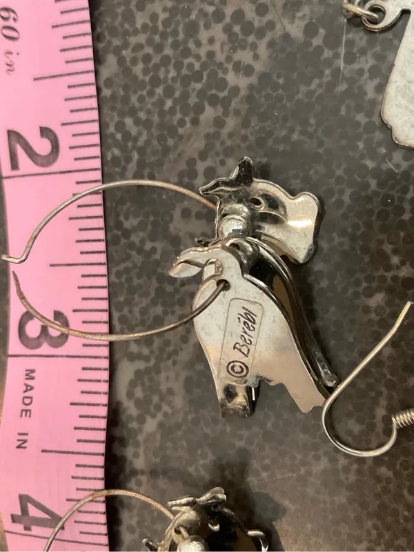 Silver Cow Charm Dangle Earrings - Image 8