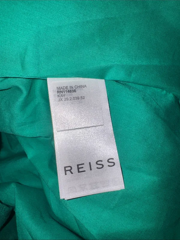 NEW Reiss Kay Green Tie Detail Linen Midi Dress Sz 6 - Image 5