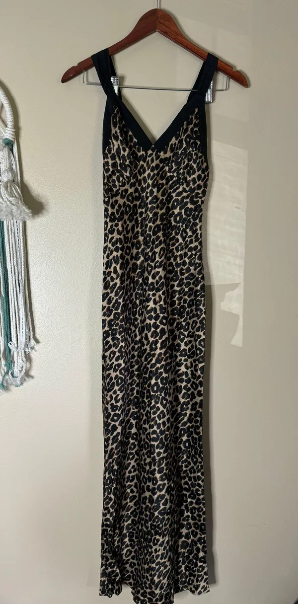 Reformation Neola Silk Dress Leopard Animal Print Size XS - Image 4