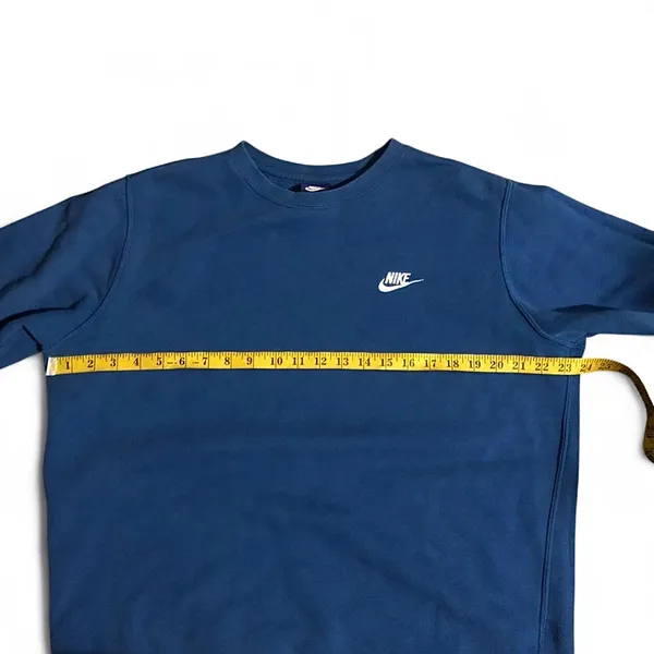Nike Blue Crewneck Sweatshirt Swoosh Preppy Athleisure Sporty Long Sleeve Fleece Lined Sz L #Streetwear. Measurement in pics. - Image 5