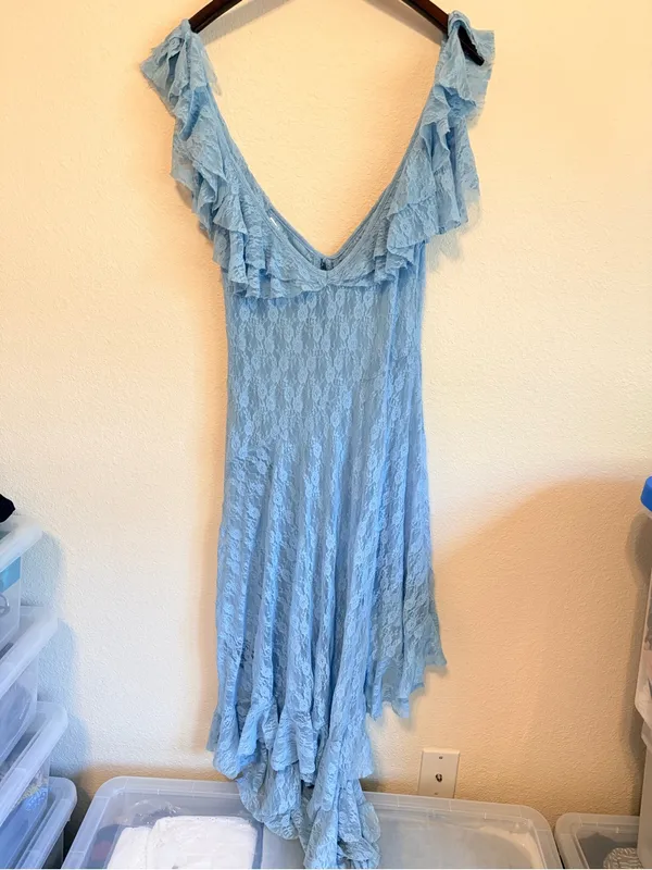Kimchi Blue Chiara Sheer Lace Midi Dress, baby blue, size L - Image 5