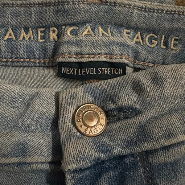American Eagle Next Level Curvy Super High Rise Flare Jean 14 X-Short Blue - Image 4