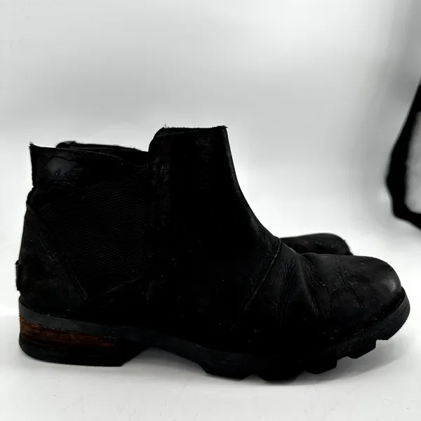 Sorel Emelie Chelsea Booties Waterproof Full-Grain Leather Slip On Black 6 - Image 3