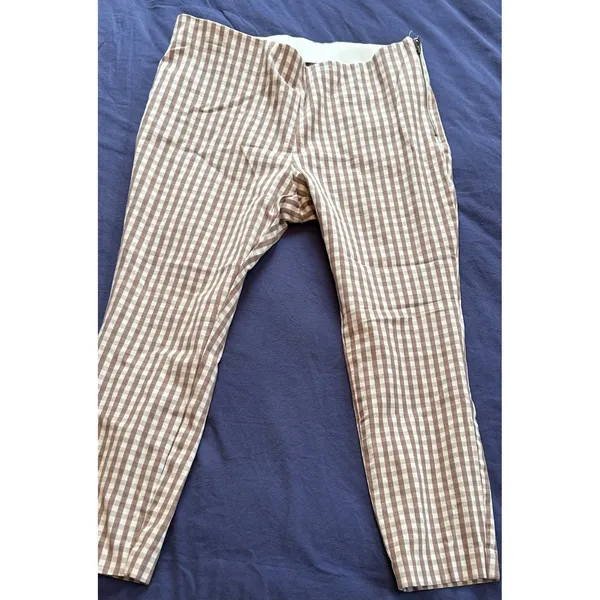 A New Day Womens Brown Gingham Check Side Zip Ankle Pants Size 16 - Image 10