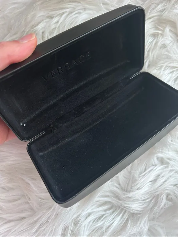 Versace Black Hard Shell Eyeglass Sunglasses Case Gold Logo Luxury Accessory - Image 4