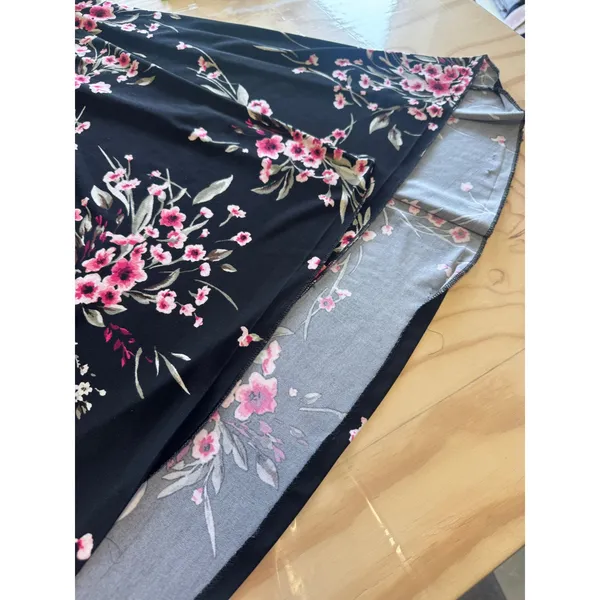 White House Black Market Floral Faux Wrap High Low Midi Dress Black Pink 4 - Image 9