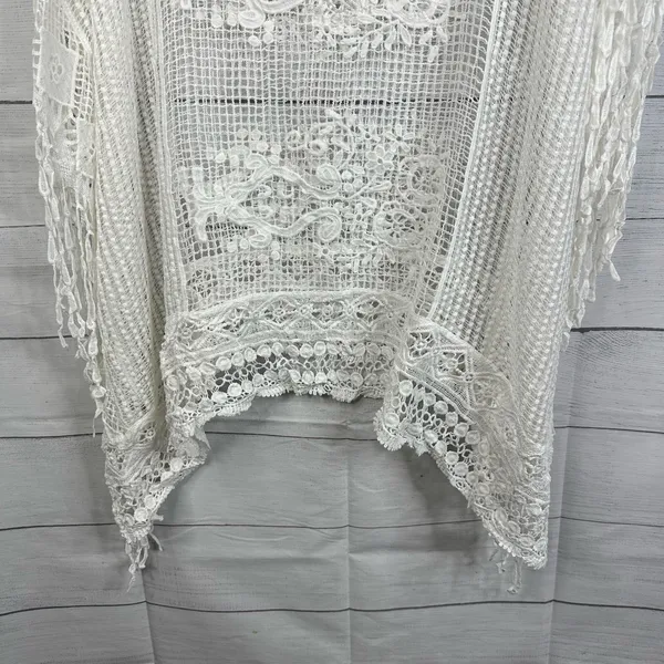 Womens size XL One Size Kimono Bohemian Crochet Lace Boho Coverup Festival White - Image 4