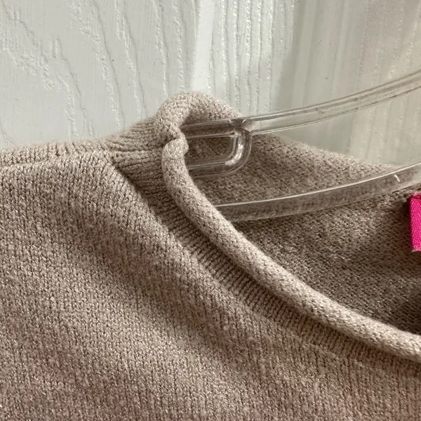 Catherine Malandrino Front Seam Split Hem Sweater Tan Beige Roll Collar XS/S! - Image 5