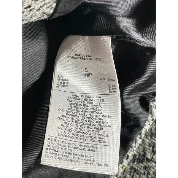 Gap Women's Gray Chevron Wool Long Sleeve Zip Up Moto Biker Coat Jacket Size S - Image 6