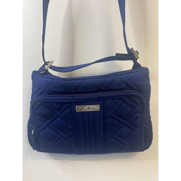 Vera Bradley Crossbody Bag Womens Navy Quilted Adjustable Strap Front Zip Pocket - Image 3