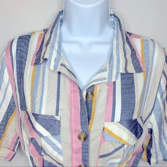 Style Envy Striped Button Down Dress Size M‎ Pink Size M - Image 4