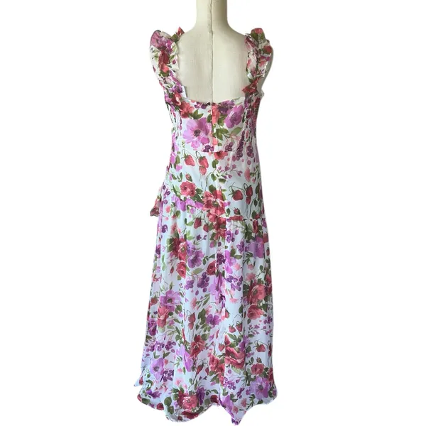 NWT Abercrombie & Fitch Floral Ruffle Strap High-Low Maxi Dress LT Wedding Guest - Image 10