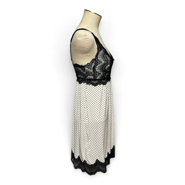 Soma Sleeveless Lace Sleep Nightgown Nightie Polka Dot Black White Small - Image 5