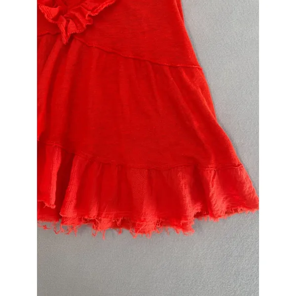 Free People Linen Blend Ruffle Babydoll‎ Tank Top XS Boho Festival Cottagecore - Image 5