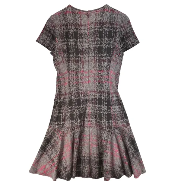 Betsey‎ Johnson Womens Preppy Goth Gray Pink Plaid Fit & Flare Dress Small - Image 3