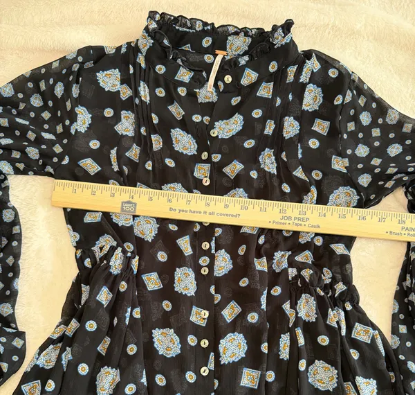 Free People Turn Turn Shirt Dress Sheer Boho Loose Long Sleeve Size XS - Image 9