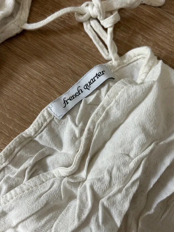 French Connection Cream Ruffle Halter Crop Top Size M - Image 2
