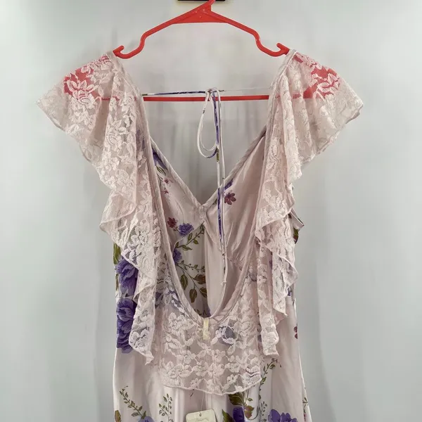 FREE PEOPLE Dress Size Medium Warm Hearts Midi NWT Ivory Combo Lace Floral Boho - Image 11