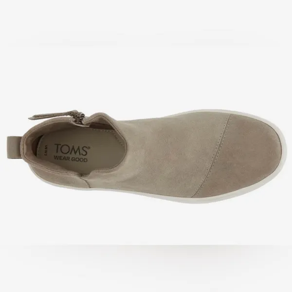Toms Taupe Suede Slip-On Ankle Boot with White Platform Size 8 - Image 5
