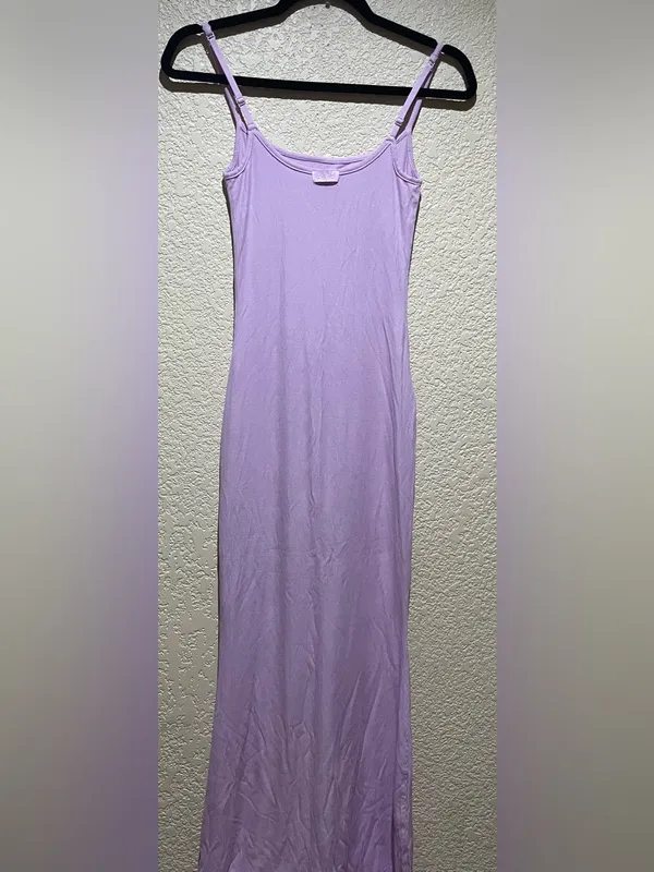 Skims Soft Lounge Long Slip Lilac Sleeveless Bodycon Maxi Dress Size S - Image 5