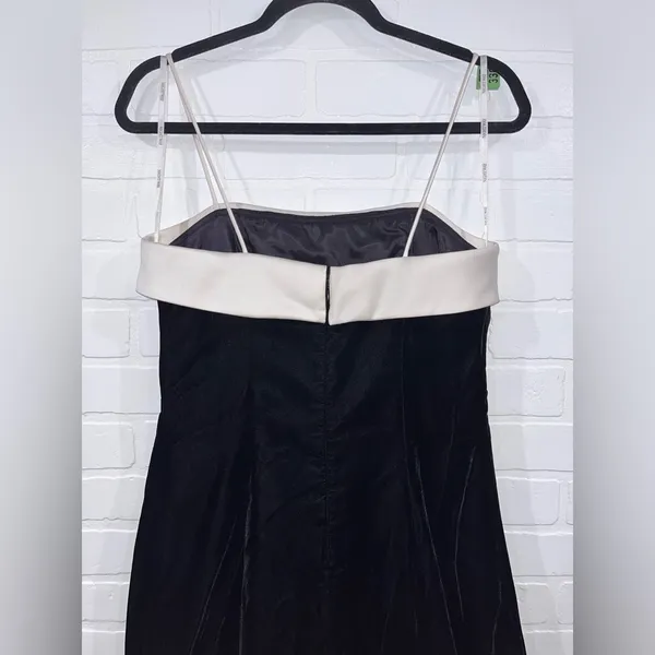 Y2K Night Way Collections Vintage White and Black Velvet Dress w/Tulle 90s 2000s - Image 9