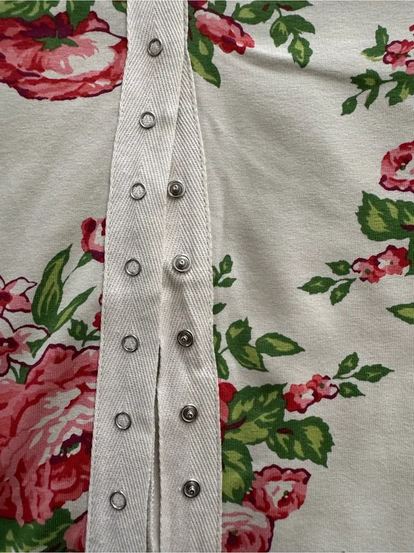 Betsey Johnson Floral snap Front White & Pink Maxi Skirt size S boho XOXO Betsey - Image 7